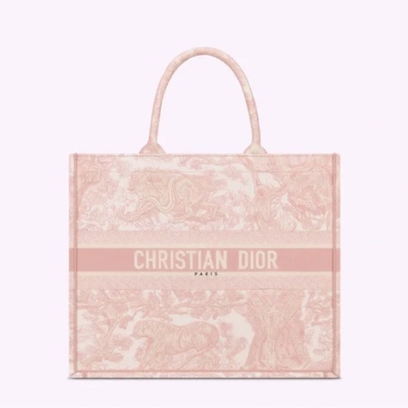 Christian Dior | FULL SET Large Book Tote Pink Toile De Jouy Embroidery 🌸✨ - Picture 1 of 10